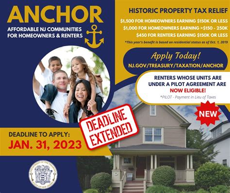 The <b>ANCHOR</b> <b>program</b> replaces the Homestead Benefit <b>program</b> and expands the amount of <b>property</b> <b>tax</b> <b>relief</b> while also boosting eligibility to twice as many homeowners and including tenants, once again. . Anchor property tax relief program application